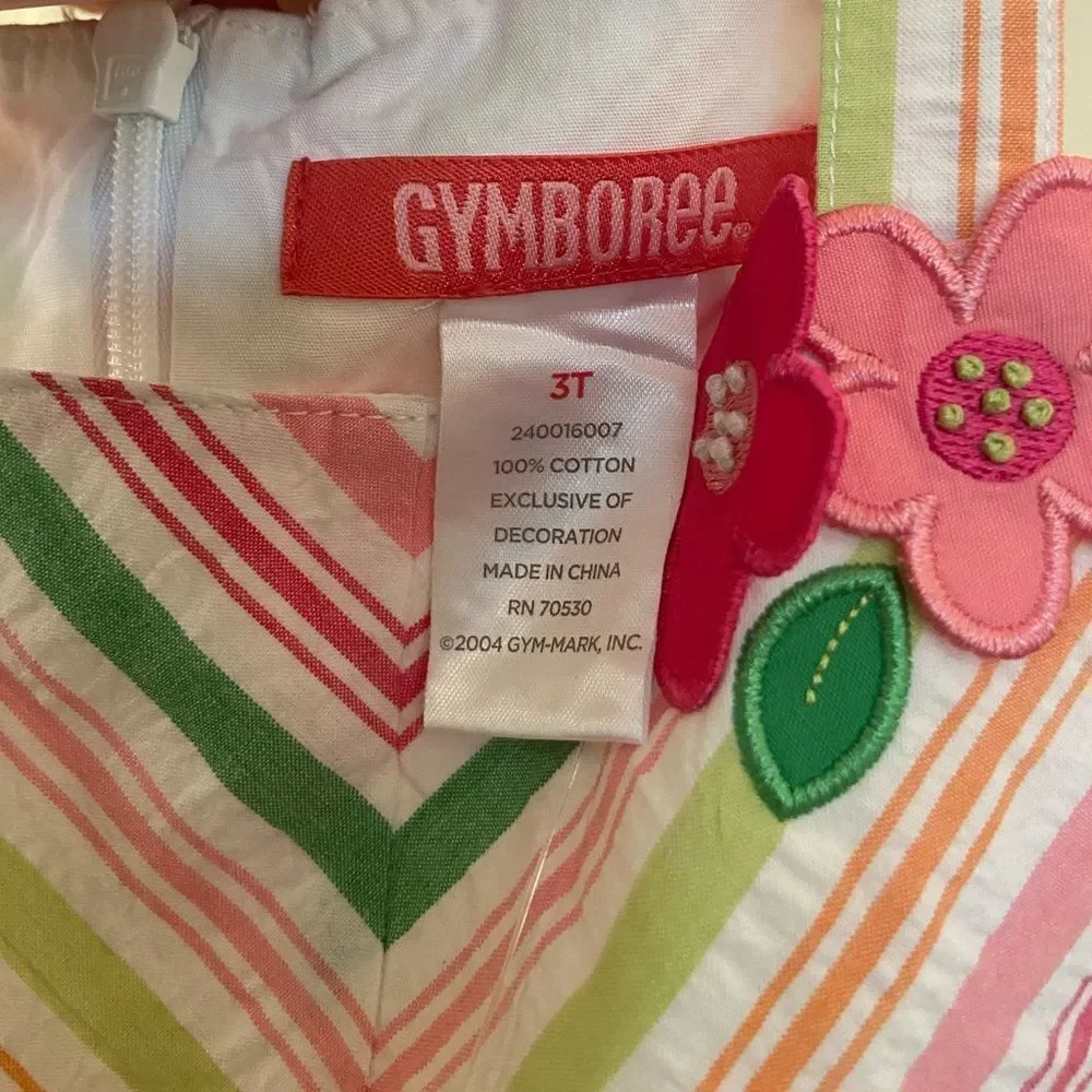 Gymboree Spring Fun Striped Seersucker Corsage Romper Size 3T NWT